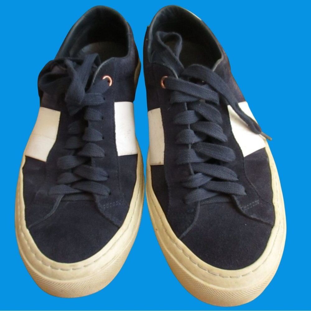 Mens 8 Good Man Brand Shoes Blue Leather Suede Legacy Lo Sneakers Lace Up Italy